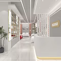 Modern Shopping Mall Store With White Reception Desk Display Shelves Bedding And Green Plants Interior