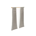 Elegant Beige Linen Curtains with Pleated Design and Ornamental Top Flowing Drapes