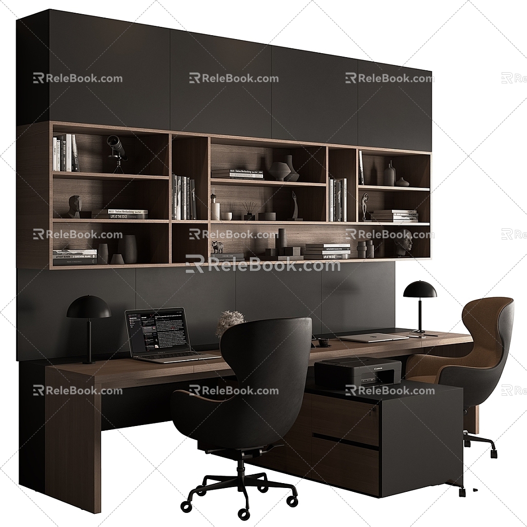 Modern Table and Chair Combination Office Desk Open Shared Desk 3d model