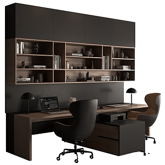 Modern Table and Chair Combination Office Desk Open Shared Desk 3d model