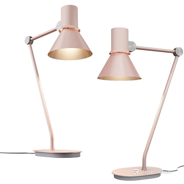 Modern Pink Desk Lamps With Adjustable Arms And Metallic Base For Home Office 3d model 