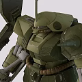 Green Armored Mecha Model With Spear Missile Launchers Standing Pose And Detailed Components
