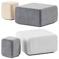 Modern Fabric Sofa Stools In Gray Beige White Square Padded Minimalist Design