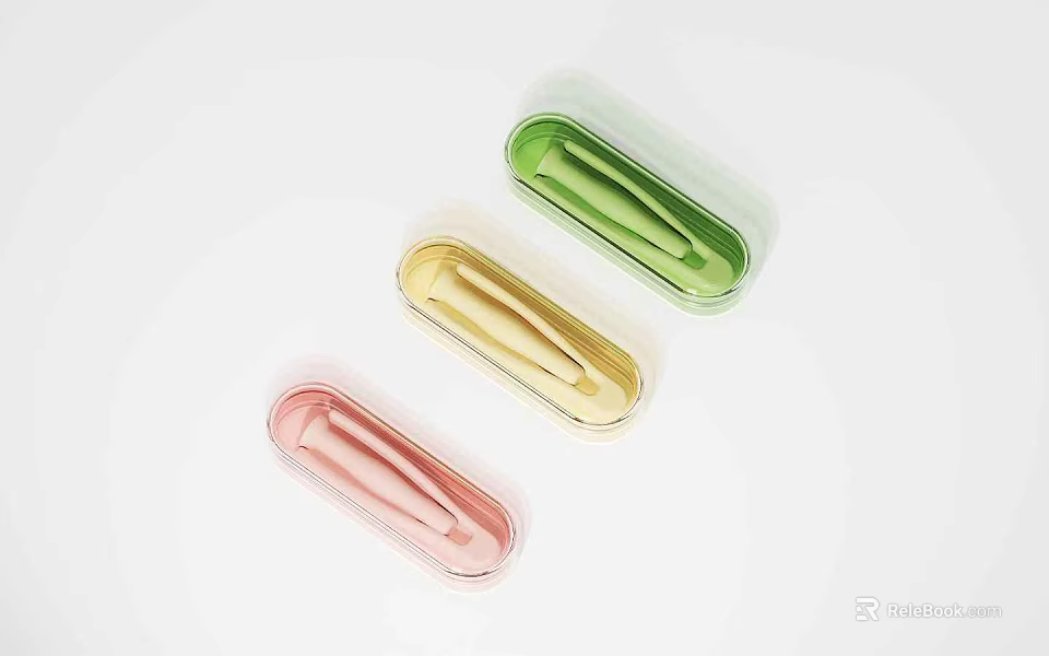 Transparent Colorful Storage Cases For Small Items In Pink Yellow Green 3d model 