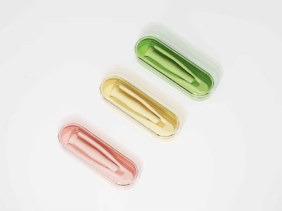 Transparent Colorful Storage Cases For Small Items In Pink Yellow Green 3d model
