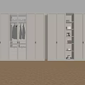 Modern Light Colored Wardrobe Design With Sliding Doors And Open Shelves