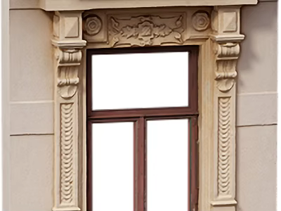 Decorative Casement Window With Ornate Carved Frame And Architectural Exterior Details 3d model