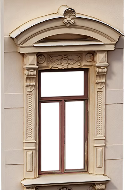 Decorative Casement Window With Ornate Carved Frame And Architectural Exterior Details 3d model
