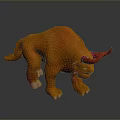Orange Mythical Creature 3D Character With Red Horns White Claws And Fur