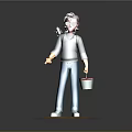 Game Movie Character With Red Hair Sunglasses Blue Jacket Yellow Gloves Backpack And Red Bucket