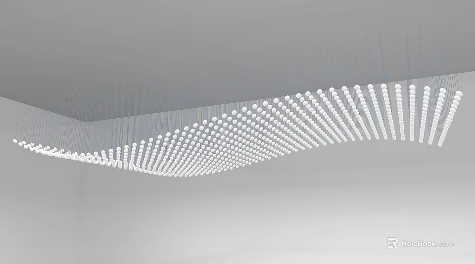 Contemporary Modern Chandelier With Wave Shaped LED Light Beads For Interior Ceiling Design 3d model 