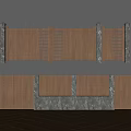 Various Wooden Railing Designs With Stone Accents And Decorative Patterns 3d model