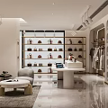 Modern Fashion Store Interior With Open Space Clothing Display Racks Checkout Counter And Seating