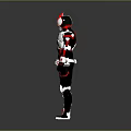 Game And Movie Character In Futuristic Red White Black Armor With Helmet Design
