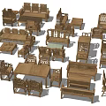 Wooden Sofa And Coffee Table Set In Living Room Interior With Matching Chairs And Tables