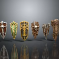 Various Ancient Decorative Shields With Different Designs Ornate Patterns And Materials