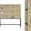 Modern Wooden Sideboard With Glass Doors Black Metal Legs And Dishes Storage