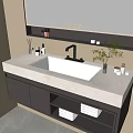 Modern Bathroom Vanity Cabinet With White Countertop Lighted Mirror Toiletries And Towels