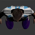 Male Football Player In Argentina Number 10 Jersey With White Shorts And Purple Shoes