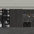 Modern Laundry Room Interior With Storage Cabinets Washing Machines And Gray Tones