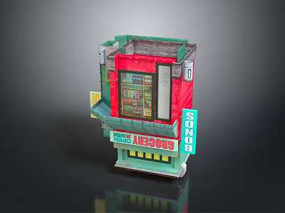 Vintage Red Green Vending Machine Model Equipment With The Alegory Sign 3d model