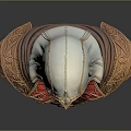 Hooded Man Bust With Red Lined Robe And Ornate Chest Emblem