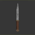 Traditional Weapon Knife With Metal Serrated Blade Red Wooden Handle And Metal Base Decoration