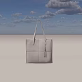 Sleek White Leather Handbag Featuring Long Handles Rectangular Shape And Tassel Detail Design