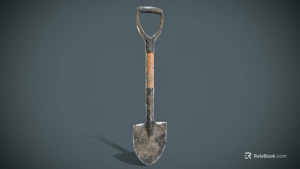 Sturdy Hardware Tool Shovel With Metal Blade And Wooden Handle For Gardening Use 3d model 