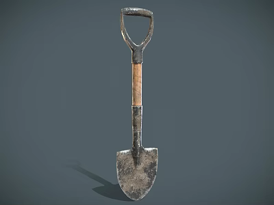 Sturdy Hardware Tool Shovel With Metal Blade And Wooden Handle For Gardening Use 3d model