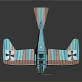 Colorful Cosmic Biplane Model With Blue Pink Stripes Propeller And Cockpit