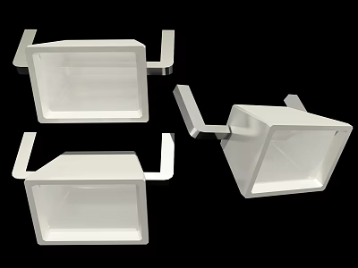 White Square Daylight Lamps With Symmetric Brackets Three Units Modern Design 3d model