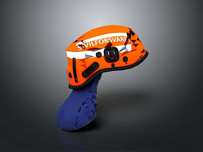 Orange VILFORSVARE Safety Helmet With Blue Padding And Structural Design Details 3d model