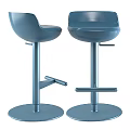 Modern Bar Stools With Adjustable Height Metallic Frame And Round Base Design 3d model