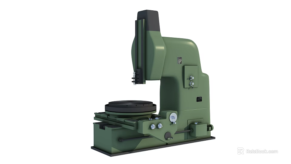 Green Vertical Industrial Equipment With Control Panel Measuring Dial And Base 3d model 