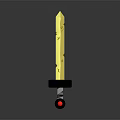 Detailed Yellow Decorative Sword With Engravings And Black Base Red Accent