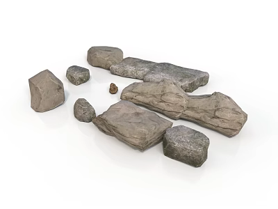 Natural Stone and Wood Pieces for Rustic Interior and Exterior Design 3d model