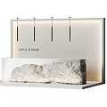 Modern Reception Desk With Stone Texture Backlit Panel And Reception Sign 3d model
