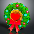 Vibrant Circular Wreath Decorative Ornament Set With Green Leaves Colorful Flowers Red Heart And Bow