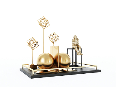 Modern Sculpture Metal Ball Decorative Ornaments 3d model