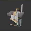 Architectural Model Design With Staircase Transparent Platform And Structural Elements 3d model