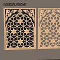 Elegant Carving Display With Intricate Floral Patterns And Geometric Lattice Decorative Panels