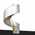 Modern Spiral Staircase Design With Curved White Structure In Open Space 3d model