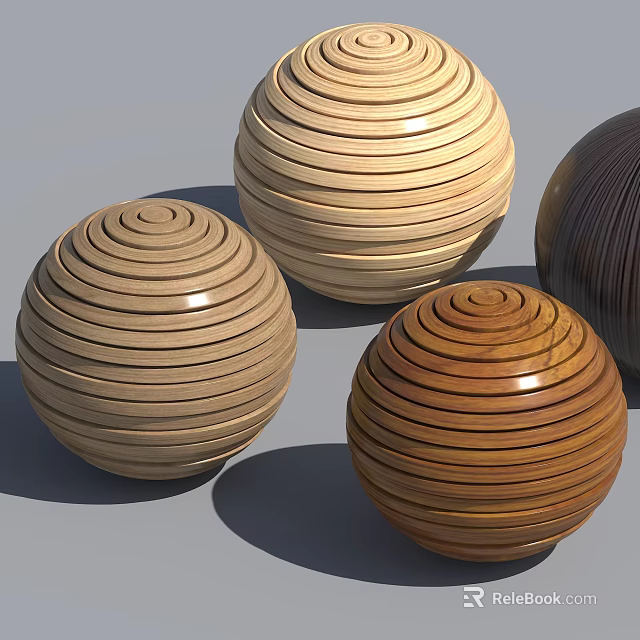 Layered Wooden Spheres In Different Wood Tones And Textures On 3d model 