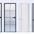 Various Design Options for Hinged Doors Featuring Glass Panels and Solid Finishes 3d model