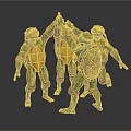 Teenage Mutant Ninja Turtles Group Interacting With Colored Masks And Green Shells
