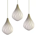 Three White Pleated Pendant Ceiling Lights with Wavy Texture for Modern Interior Decor 3d model