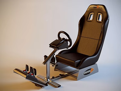 Professional Ergonomic Racing Simulator Seat Featuring Steering Wheel And Pedals 3d model