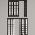 Modern Black Frame Glass Panel Folding Doors For Interior Partition Design 3d model