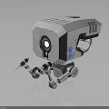 Silver Gray Bionic Robotic Character With Blue Eye Mechanical Arms And Wheels 3d model
